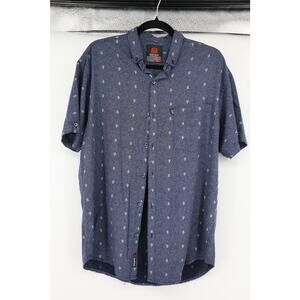 Ruff Used Navy Parachute Print Button Down Shirt Size XXL Men's
